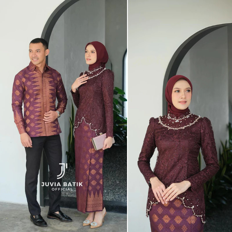 Kebaya Couple Kutu Baru Kebaya Wisuda Tunangan Lmaran Batik Baju Couple Kondangan Terbaru 2024