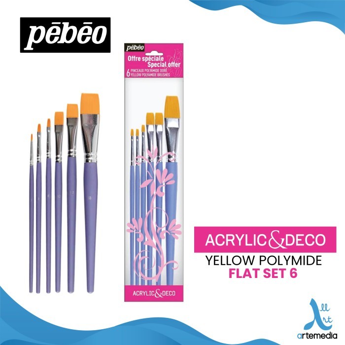 

promo -Kuas Lukis Pebeo Yellow Polyamide Acrylic and Deco Brush Set - ROUND SET 3