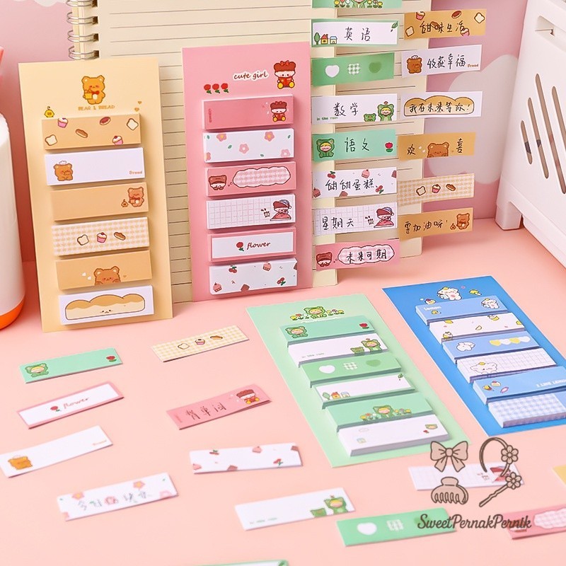 

Sticky Notes Motif Lucu 6 IN 1 Tempelan Kertas Catatan 120Lembar Notes Kertas Tempel Karakter Bear Frog Girl Pembatas Buku Cute Imut Penanda Buku Memo Stick Stationery Memo Pad Convenience Cute 6 IN 1