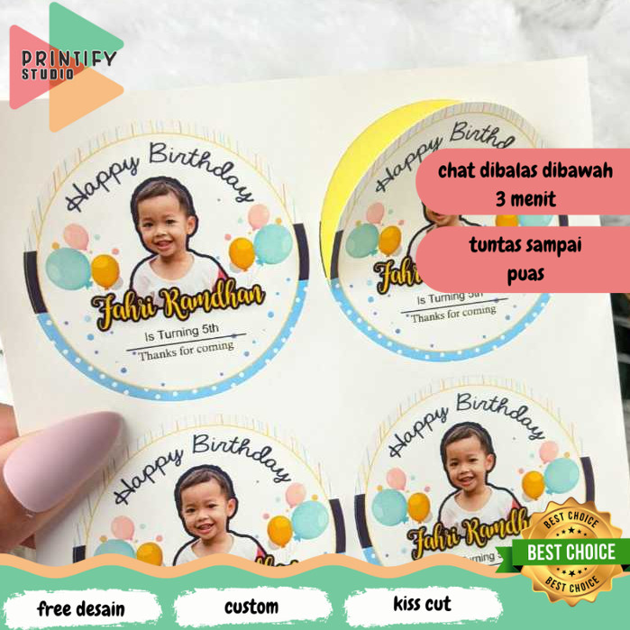 

Printify 2-4 Sticker Bulat Ulang Tahun Anak Stiker Ultah Free Design Template Birthday Bahan Chromo