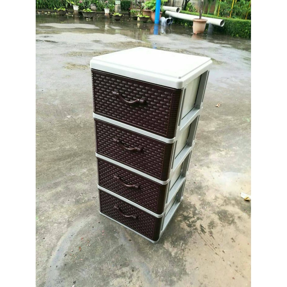 KLIMAUSHOP laci plastik akako rotan susun 4 /lemari plastik akako laci susun 4