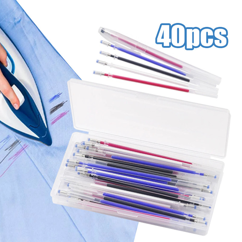 

【SIAP】40pcs Heat Erasable Pen Fabric Pen jahit Bisa Pen Pola Panas Spidol Kain Pena Water Erasable Pen