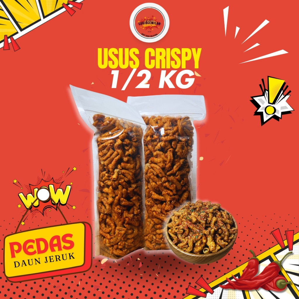 

Keripik Usus Ayam Crispy Pedas Daun Jeruk 1/2kg