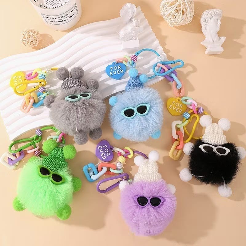 Aksesories Tas Gantungan Kunci Lucu Boneka Pom Pom Cute Coal Balls Pet Little Monster Phone Gantunga