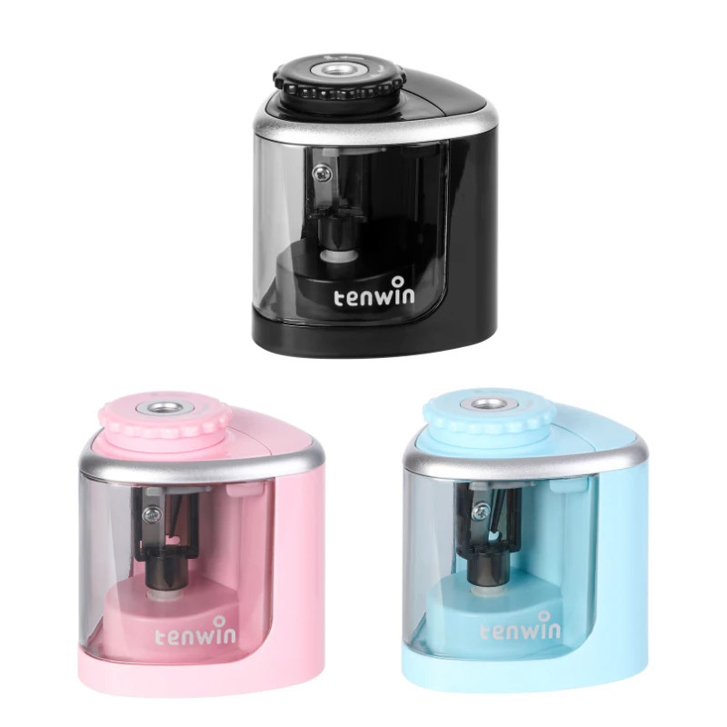 

Tenwin Electric/Manual 2 in 1 Pencil Portable Sharpener Safe Student Helical Steel Blade Kids Adults Auto Pencil Sharpener 8005