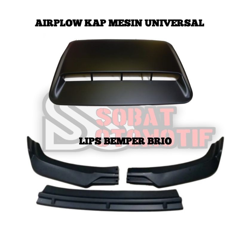 Lips bemper brio + Air flow kap mesin universal