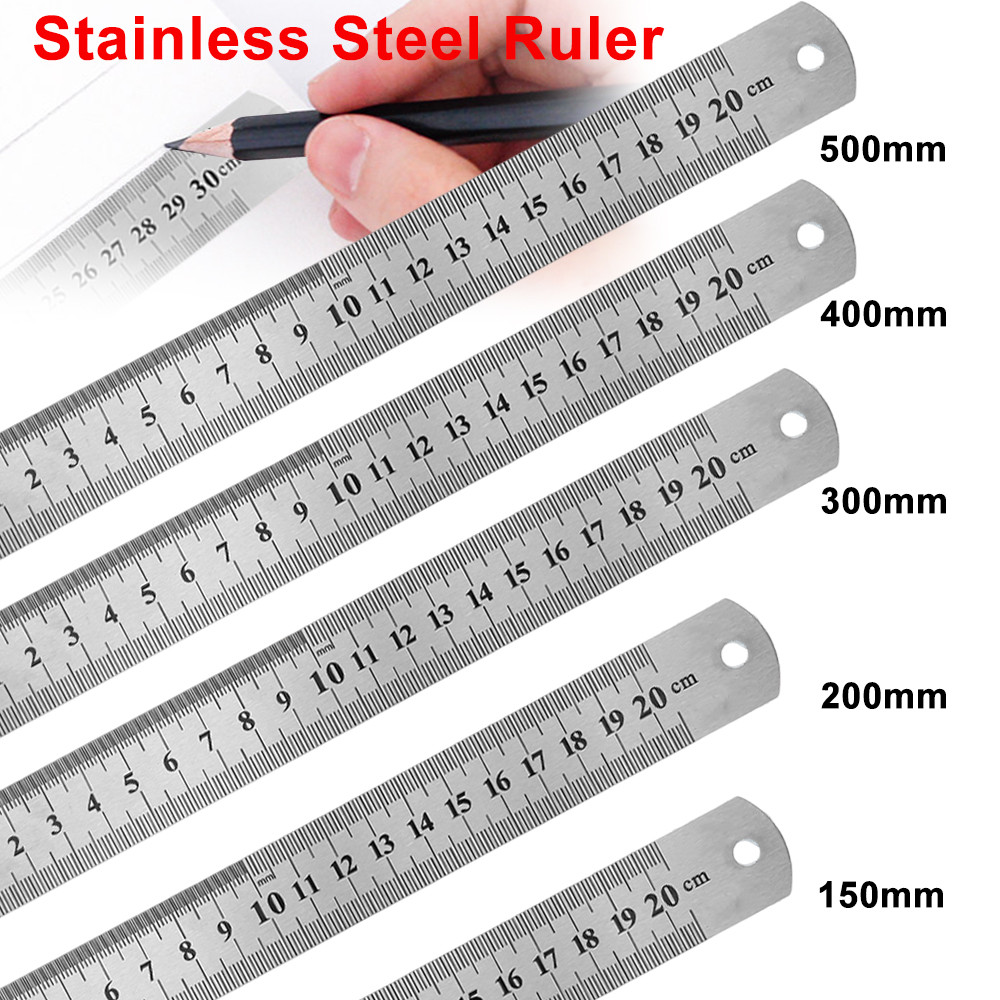 

15-50Cm Double Side Scale Stainless Steel Metal Straight Ruler Measuring Tool Precision Measuring Tool for Students Stationery