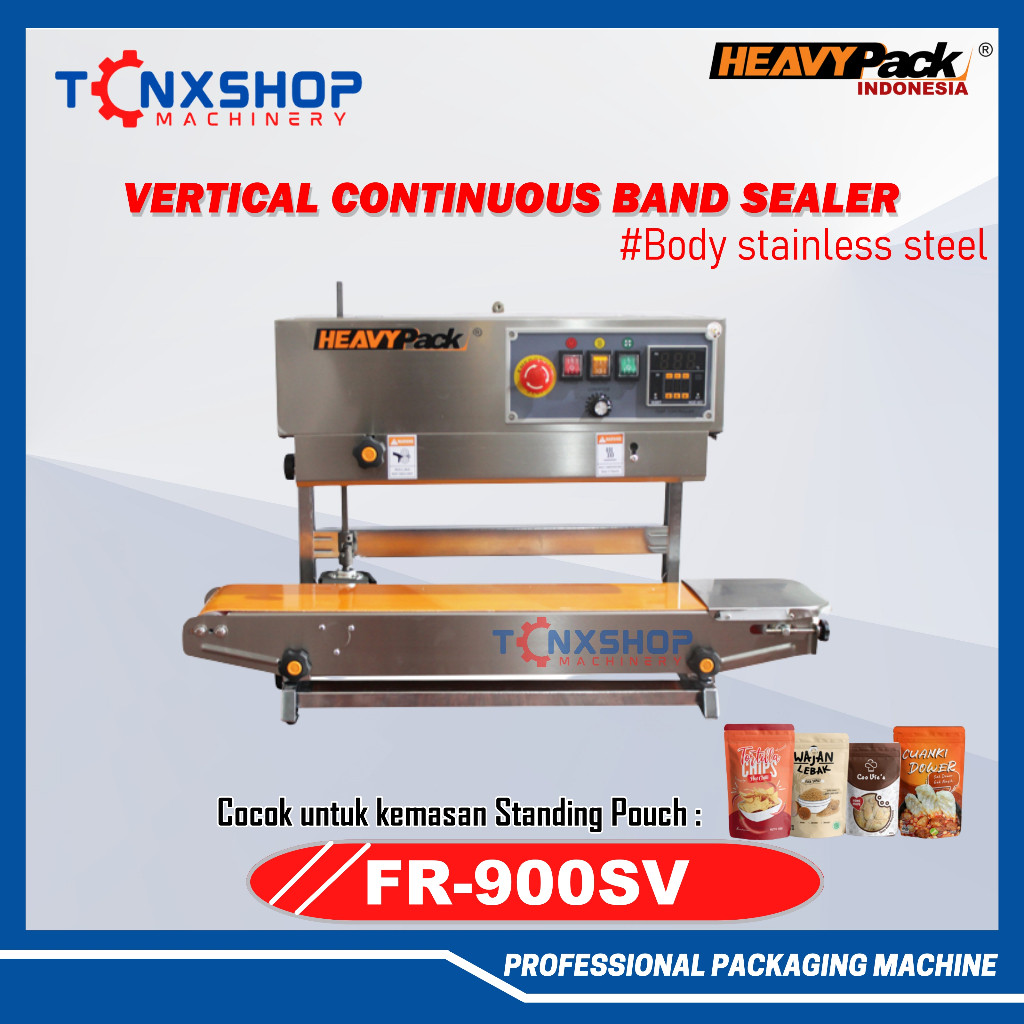 Mesin Press Segel Plastik Vertikal Continous Band Sealer FR-900SV