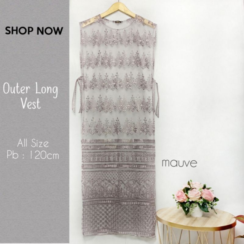 Outer Rompi Tile / Brokat Premium Outer Long Vest Etnik