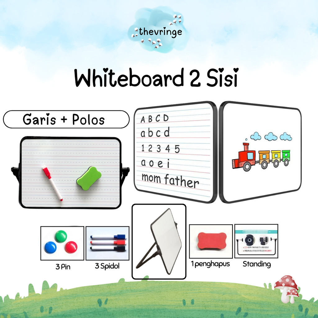 

Whiteboard A4 2 Sisi With Bracket - Magnetic, Standing, 2 Sisi Garis & Polos