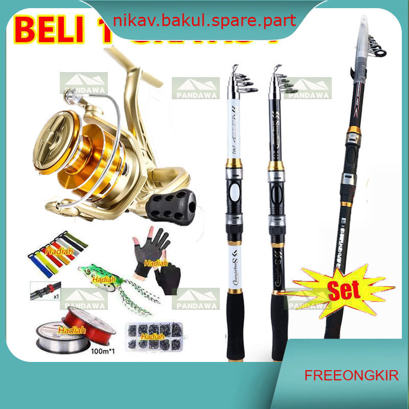 【Beli 1 Dapat 7】joran pancing kuat 1 SET 50kg Reel Pancing Asli Besi Fishing Reel 1000-3000 joran pa