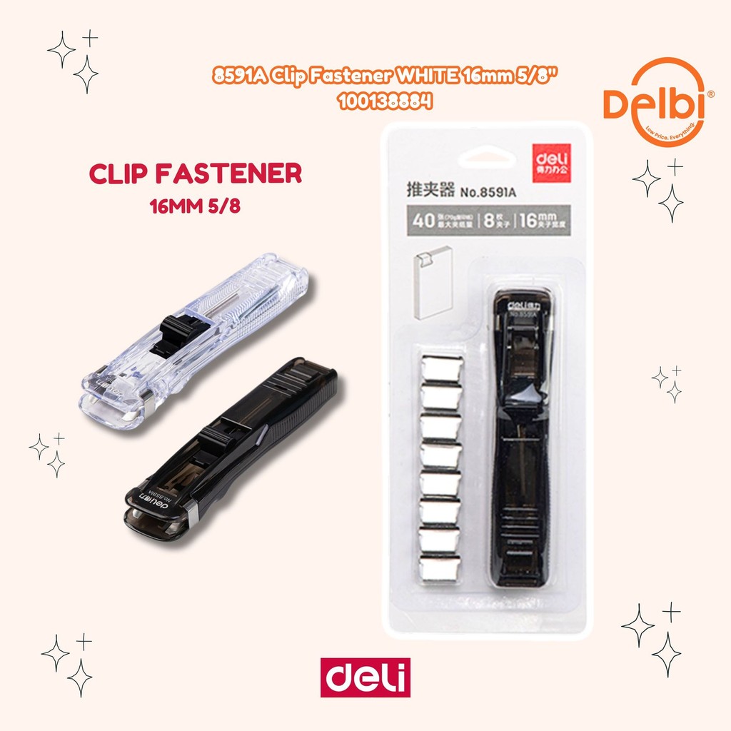 

Deli Fastener / Binder Clip Otomatis Gratis 8 Buah Clip 8591A 8591A Clip Fastener WHITE 16mm 5/8