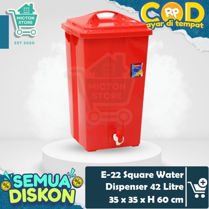 HOMTON Lion Star E-22 Square Water Dispenser 42 Liter Ember Baskom Tempat Cuci Tangan Keran Kran Ton