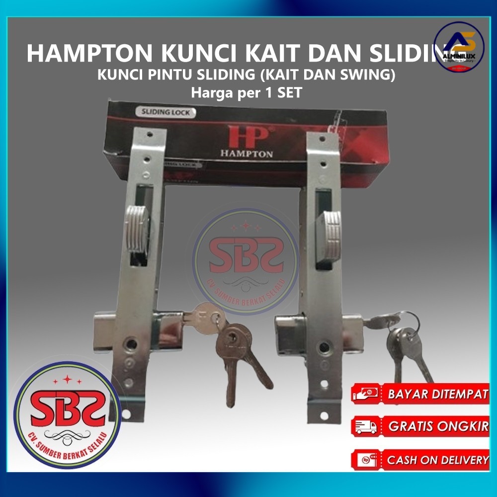 HAMPTON KUNCI PINTU ALUMUNIUM SLIDING MODEL KAIT DAN SWING
