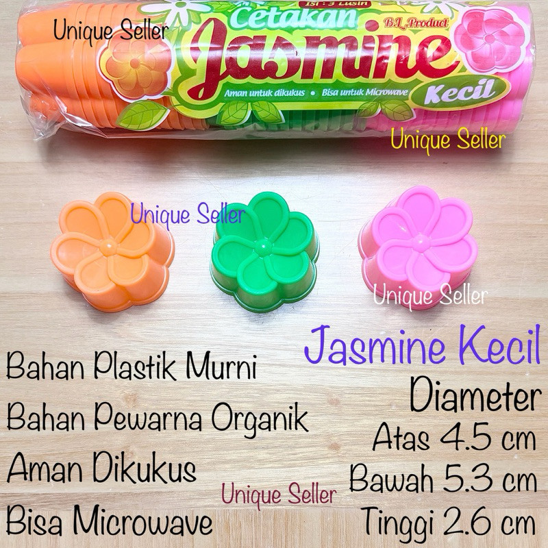 Isi12 Cetakan Kue Jasmine Kecil 5.3 cm Plastik / Cetakan Puding Putu Ayu Bolu Agar Bunga Melati BL