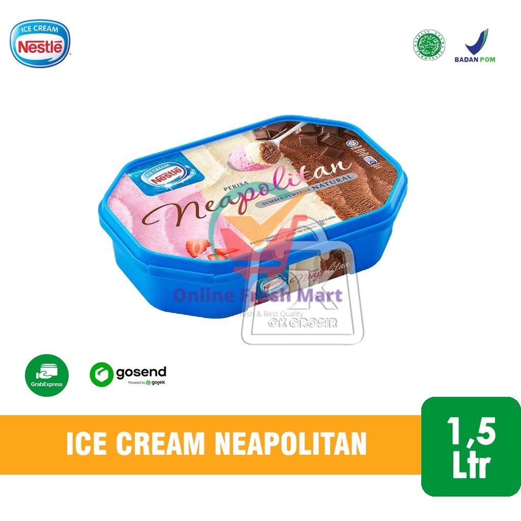 

Ice Cream Nestle Neapolitan Tub 1,5 Liter (KHUSUS INSTANT) - Fasyanita Denpasar