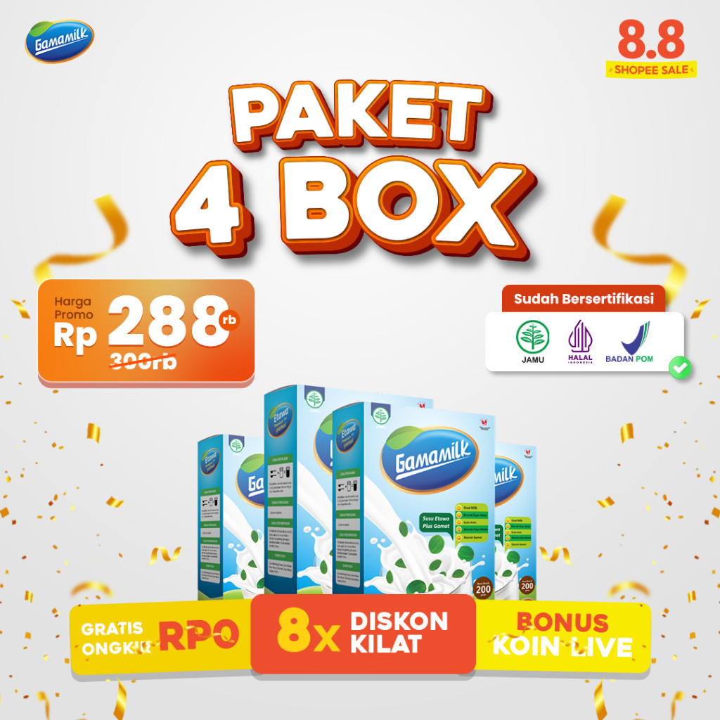 

GAMAMILK - 4 BOX Paket Kesehatan Untuk Masalah Sendi, Rematik, Asam Urat, dan mencegah Osteoporosis