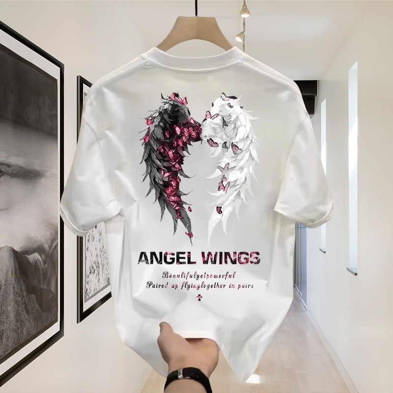 Outlets Chrome Hearts Sayap Iblis 100% Cotton Heavyweight Kaos Boxy Fit T Shirt Pria Wanita Graphic 