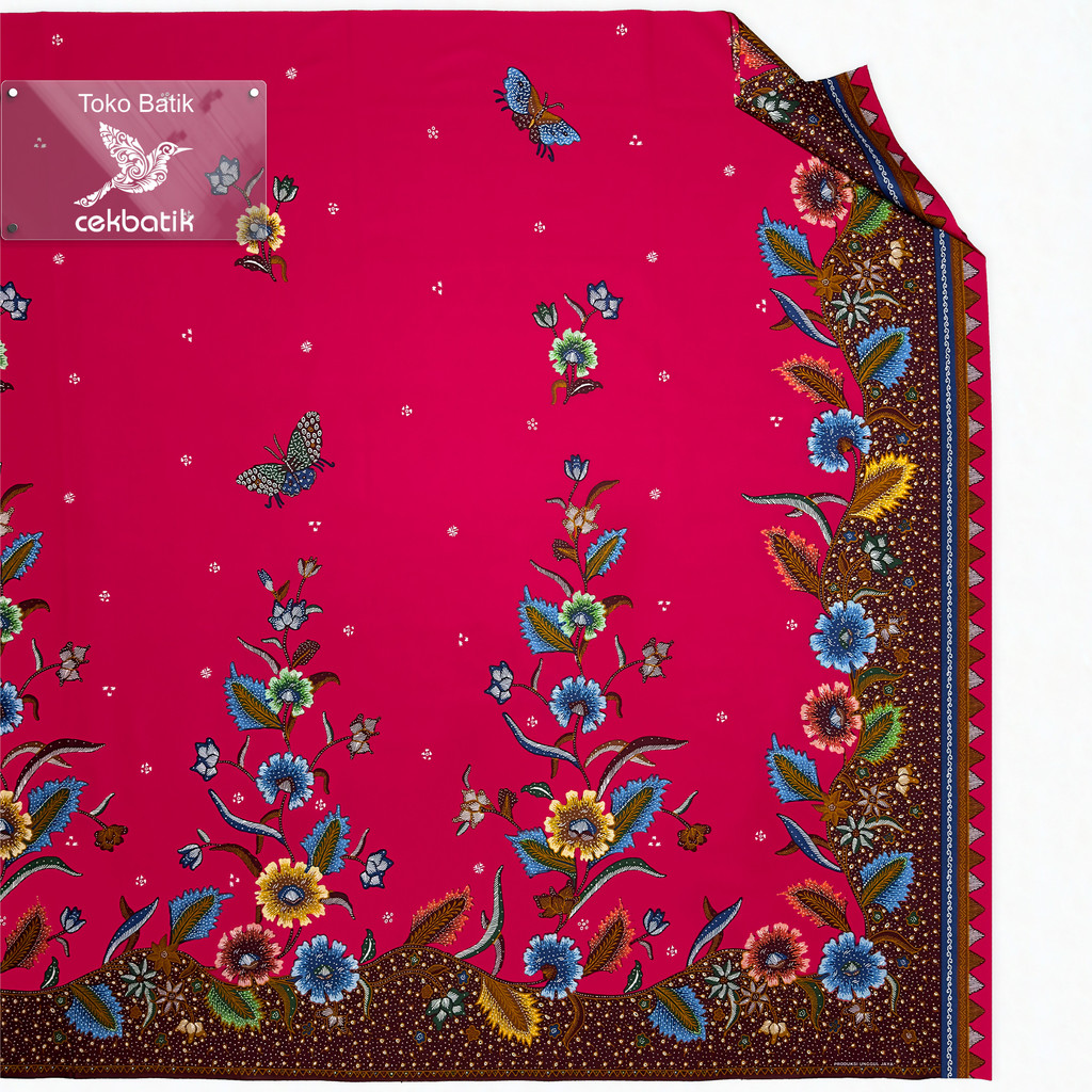 kain batik - Motif Batik Bunga - Bunga Manis Dasar Warna (Pink Fanta)