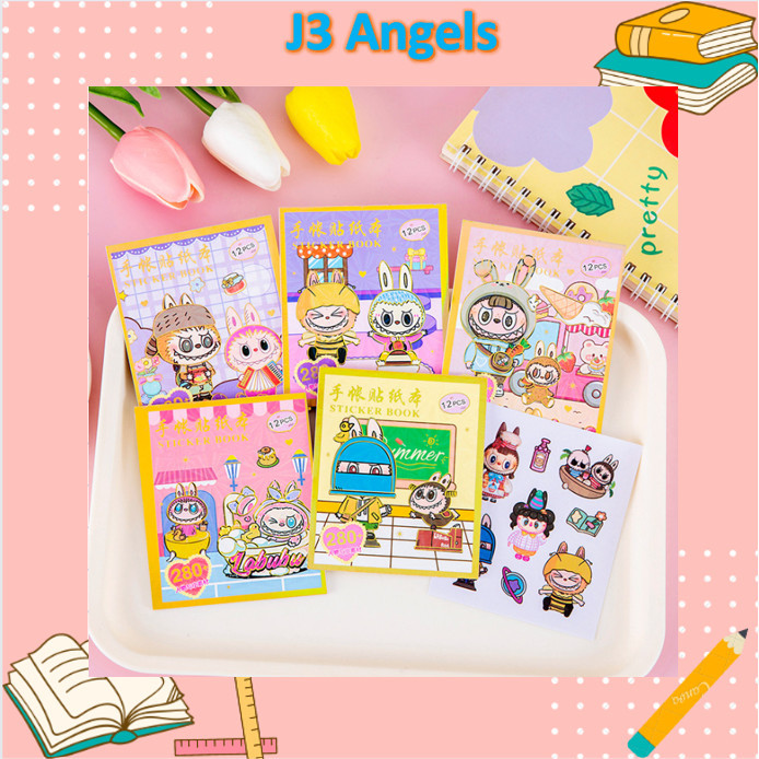 

J3 - 4 set buku stiker labubu capybara Sticker lucu sanrio