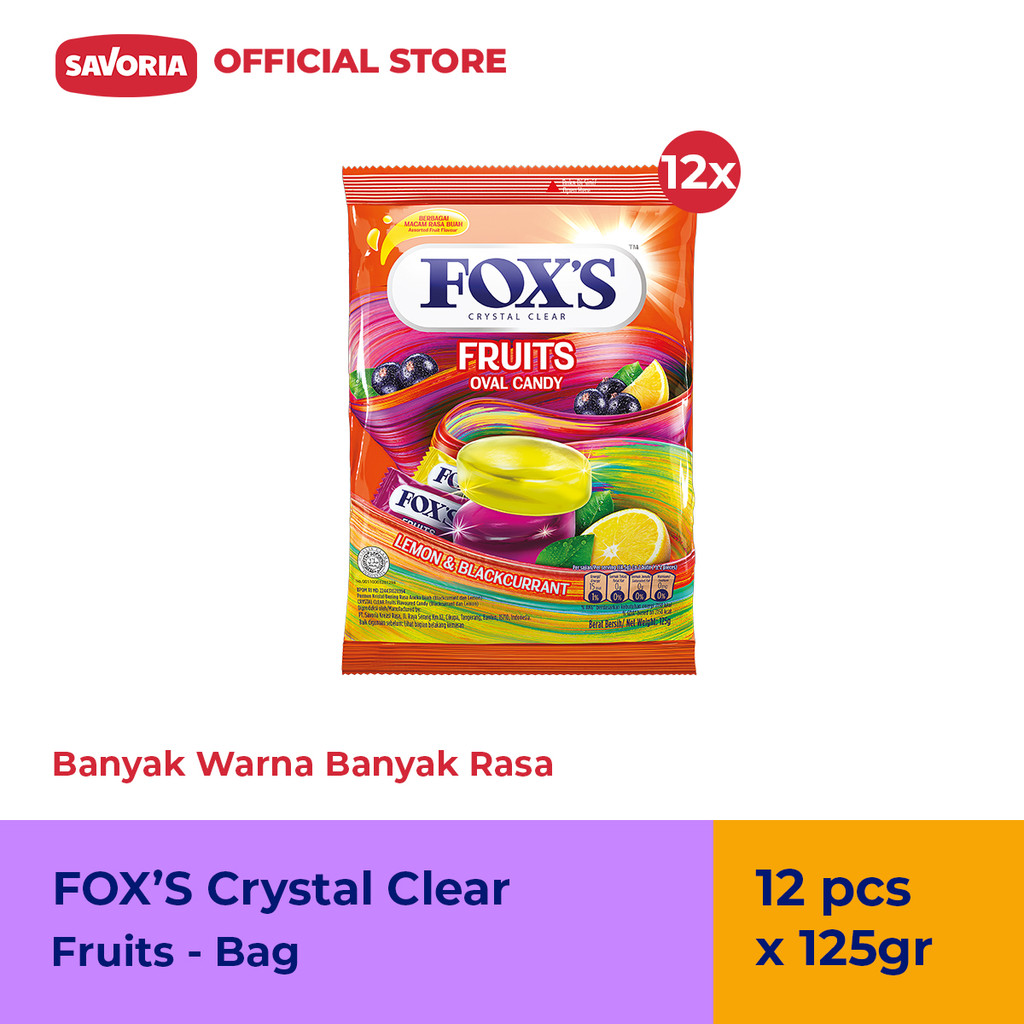 

FOX'S Oval Candy Fruits Bag - Permen Rasa Buah 12 Pcs x 125g