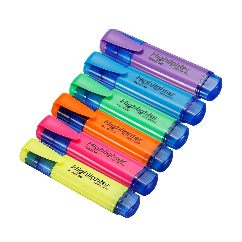 

4/6Pc Highlighter Fluorescent Pen Broad Tip Writing Marker Pens for Art Drawing Doodling Marking Office Stationery School Supply