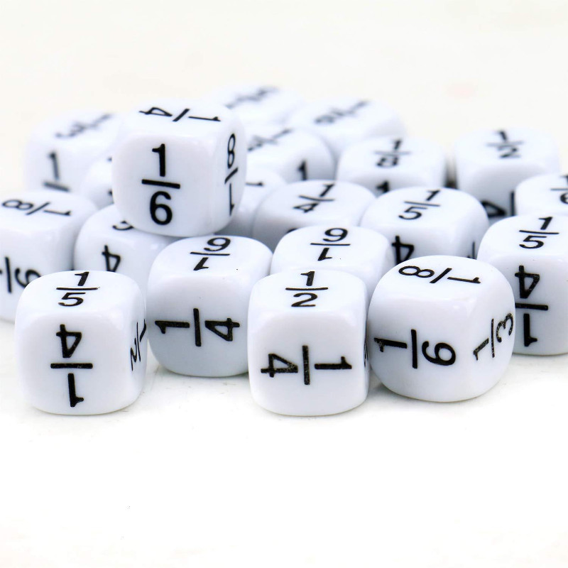 

10 Pcs/set Fraction Dice White 16*16mm Fractional Number Dices Educational Kids Math Toys for Children Games Toys