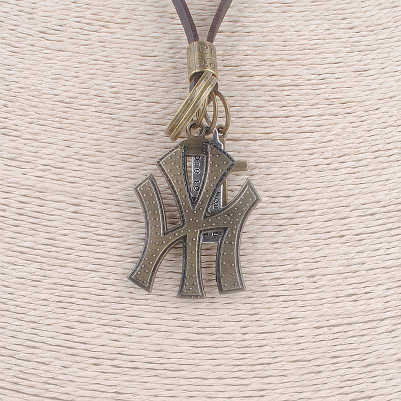 Antique Vintage Long Rope Chain Necklace Alloy NY Pendants Neckless Leather Cord Men Jewelry Accesso