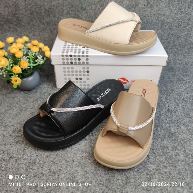 SOFIYA ORI 6980 10 SANDAL WANITA IMPORT / SANDAL WEDGES / SENDAL SLOP / SENDAL WEDGE TINGGI 4CM