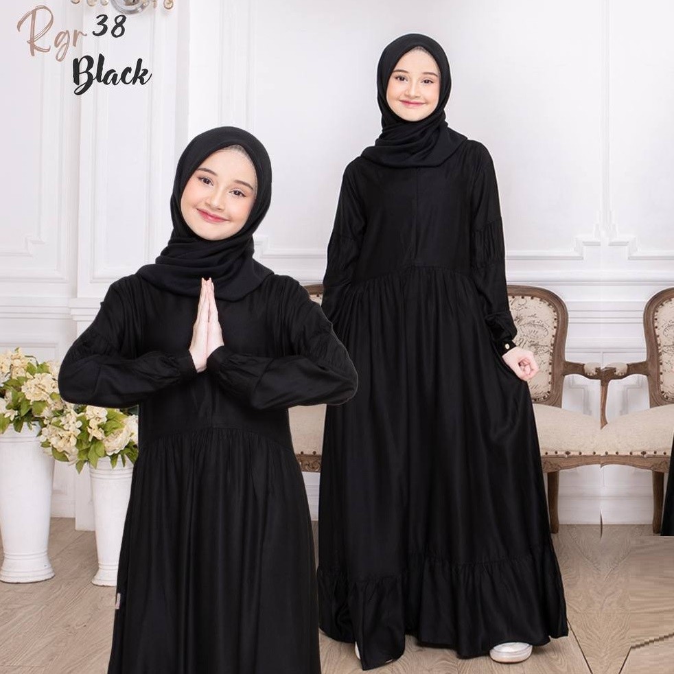 RAUNA PRIDE GAMIS REMAJA RGR 38 BLACK HITAM / RAUNA GAMIS REMAJA TANGGUNG BAHAN RAYON / DRESS ANAK A