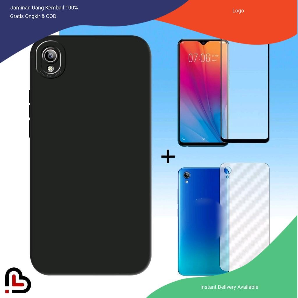 Case 3 In 1 For 3 IN 1 Vivo Y91C/Y1S Slicon Full Black Liquin Premium Case+Anti Gores+Anti Jamur red