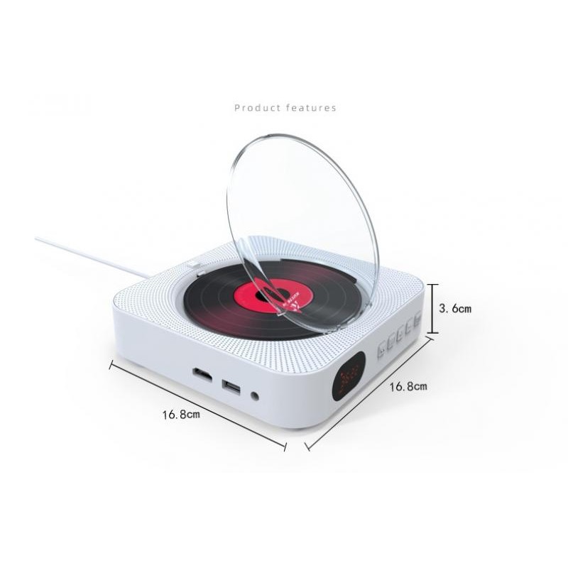 VCD CD DVD Player Multifunctional Audio Music Player Bluetooth Speaker FM Radio Wall Mounted 3.5mm A