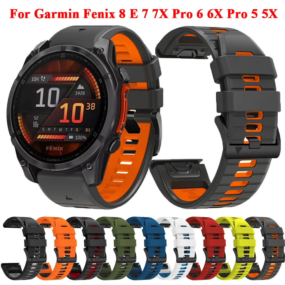 For Garmin Fenix 8 47mm 51mm Strap QuickFit 22 26mm Silicone Band For Garmin Fenix 7 7X Pro 6 6X Pro