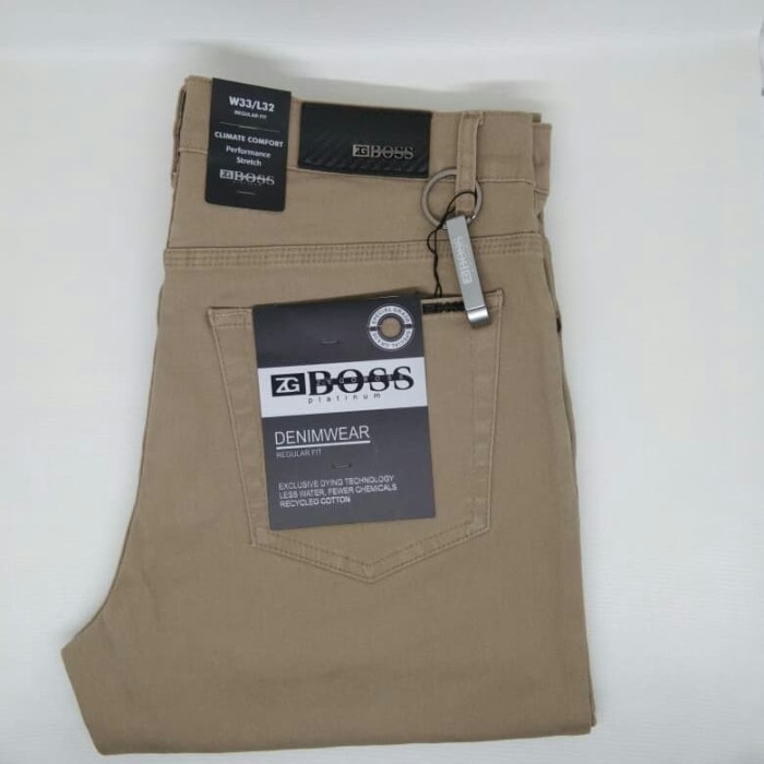 ZG BOSS Celana Jeans Stretch Pria Warna Cream - 32