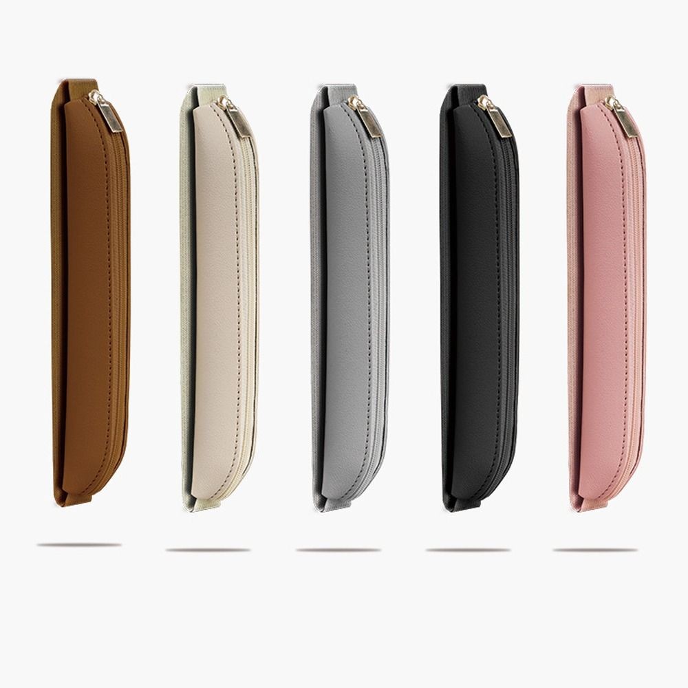 

Pu Leather Pen Storage Bag Lightweight Convenient Portable Pencil Case Elastic Buckle Pen Clip