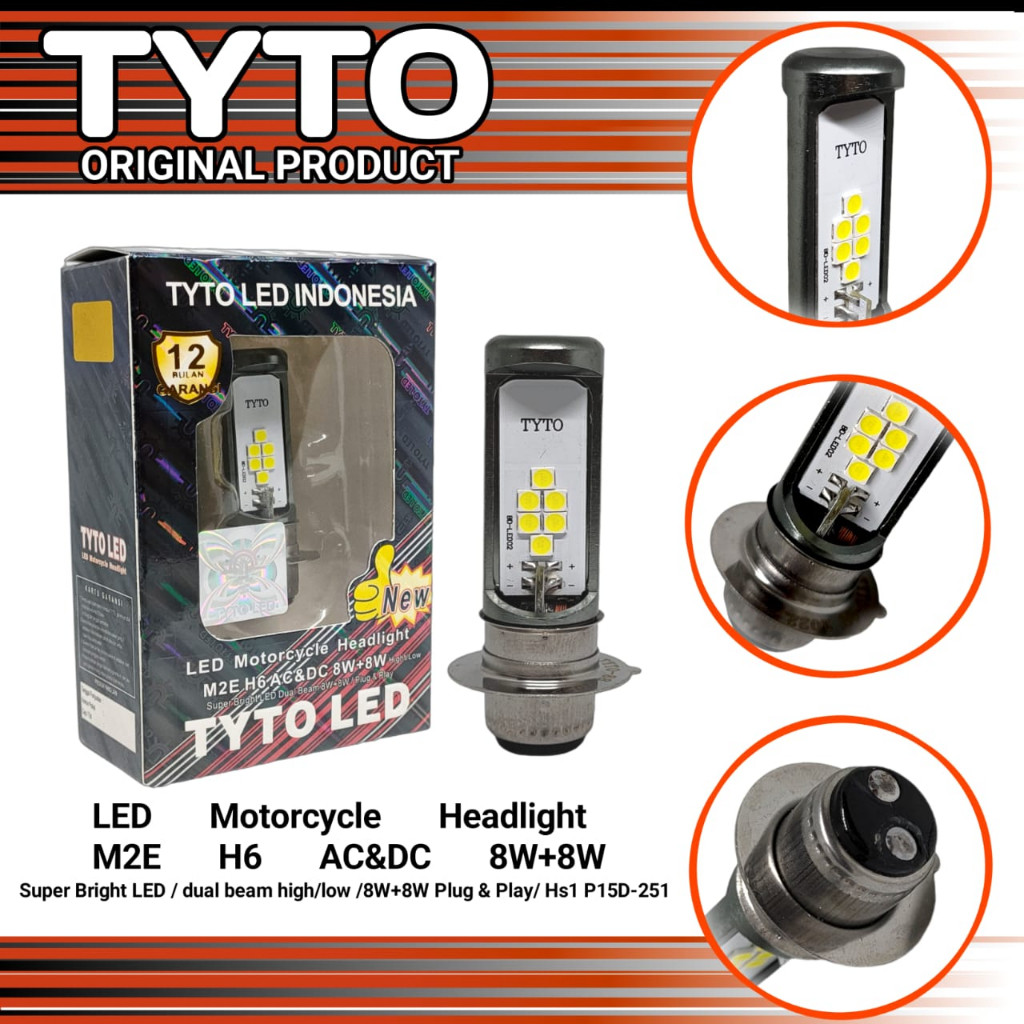 (bisa cod) TYTO LED Lampu bohlam depan motor H6 suzuki nex spin skywave shogun smash satria thunder 