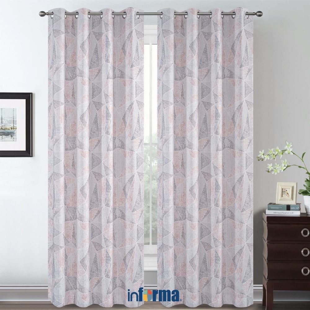 Informa 140x250 cm Set 2 Pcs Gorden Polyester Tirai Hordeng Penutup Jendela Pelindung Cahaya Gorden 