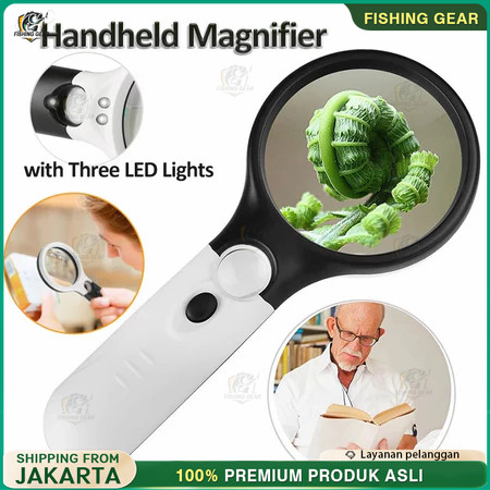 

2in1 Magnifier Gelas Kaca Pembesar Dengan Lampu 3 LED Loop Magnifying Untuk Membaca dan Perhiasan