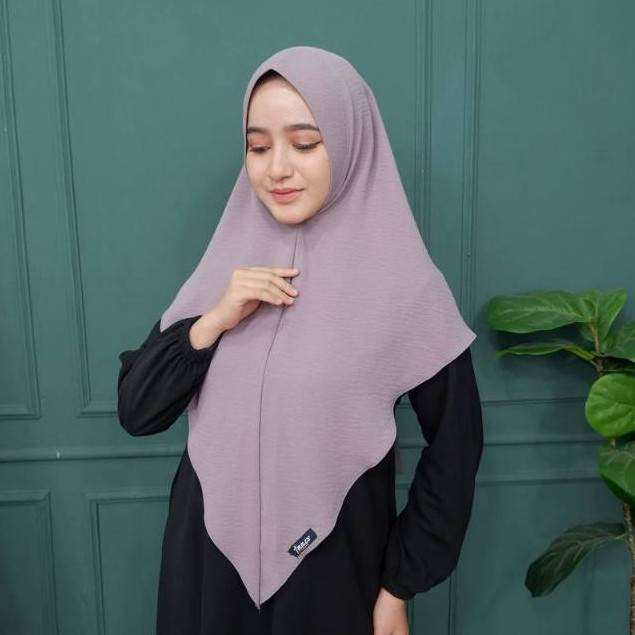 PRILLY BUSANA - Aliyah Khimar Crincle - Hijab Polos - Jilbab Instant