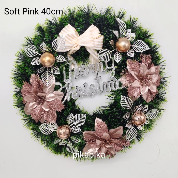

Hiasan Pintu Natal Christmas Ring 40cm Flo Kran Wreath - 40Cm Pink