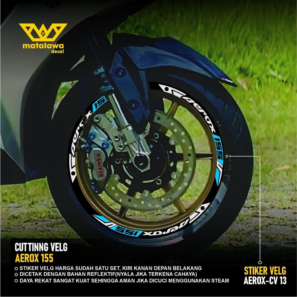 CUTTING STICKER VELG AEROX 155 - STIKER LIS LIST VARIASI BAN VELG YAMAHA AEROX 13