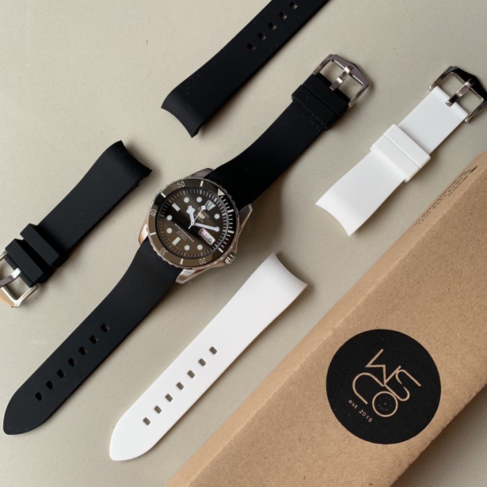 Rubber Curved Strap Tali Jam Karet Curved End - Hijau, 22 mm