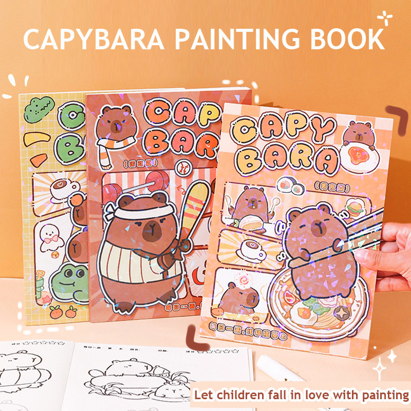 

Kawaii Capybara Coloring Books Copy Picture Book Stick Figure Kindergarten Hand-Painted Line Drawing Graffiti Book Sketchbooks