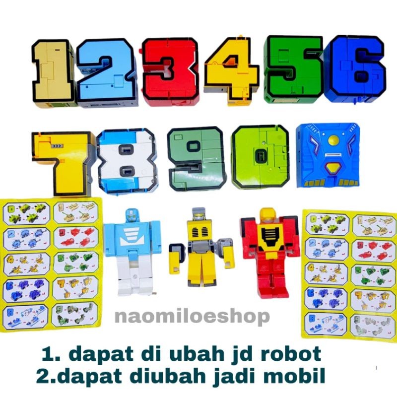 Emco satuan mainan TRANSFORMERS POCKET MORPHER MORPHERS NUMBER SET 0 1 2 3 4 5 6 7 8 9 - SATUAN ROBO