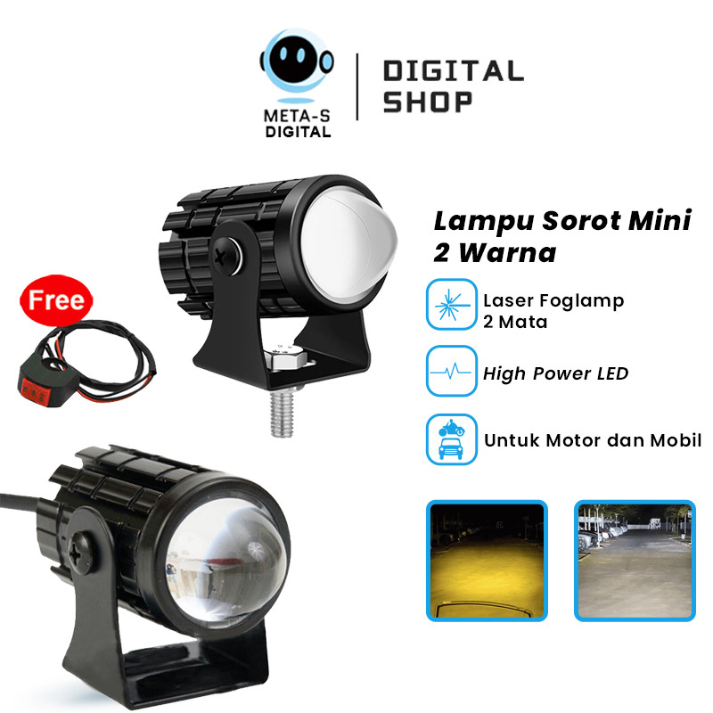 Original Lampu Tembak Laser Led Mini 2 Warna - Lampu Tembak Sorot Foglamp Mini D2 Laser Gun/lampu te