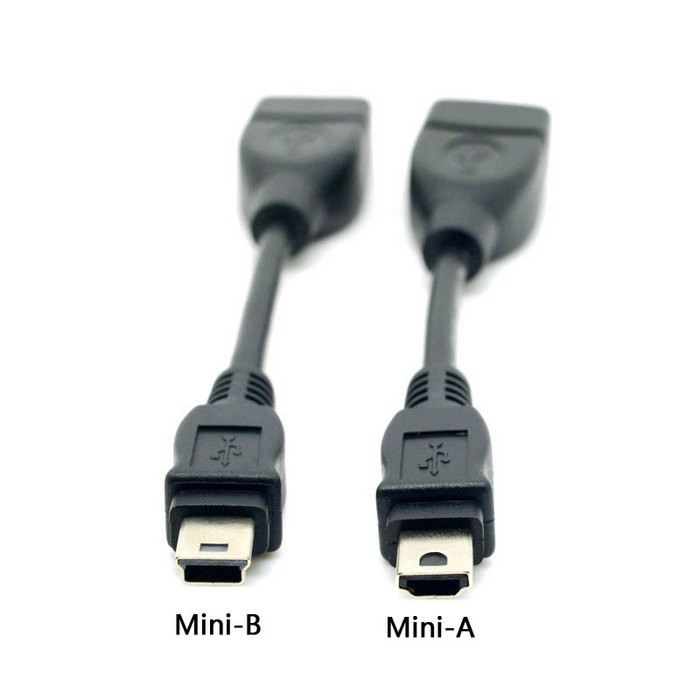 Mini USB 2.0 Type A & Mini USB 2.0 Type B to USB Female OTG Cable DV DC