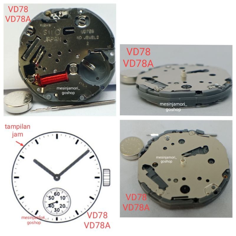 mesin jam VD78 VD78A VD77 VD77A VD76 VD76A japan