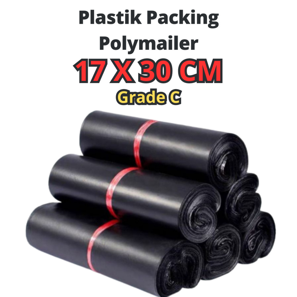 

Polimer Kantong Paket Onlineshop Packing LDPE Polymailer Olshop Hitam Ekonomis 17x30cm Tebal Bisa COD Instan