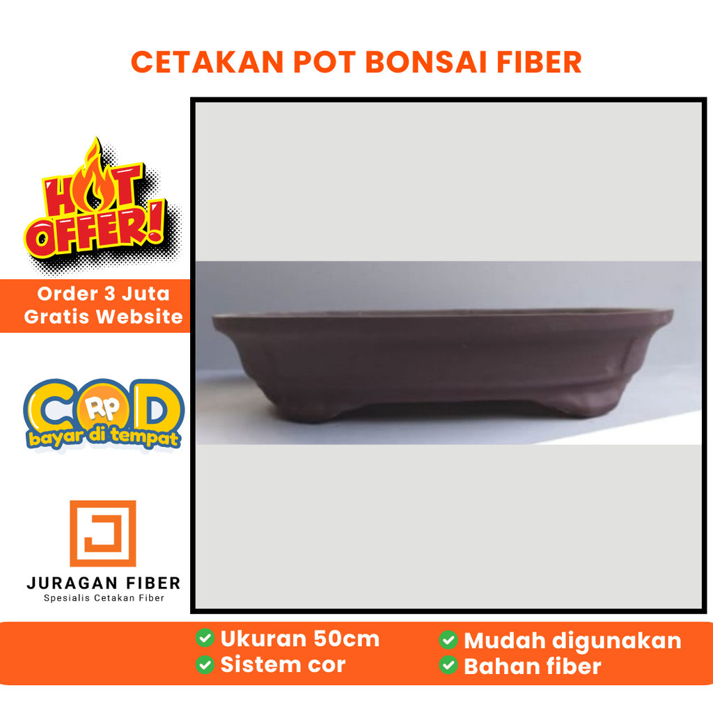 Cetakan Pot bunga semen / Pot Bonsai Oval 50Cm / cetakan pot semen / pot bonsai / cetakan pot bonsai