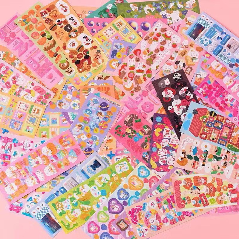 50 Lembar Stiker Scrapbook Sticker Aesthetic Diy Bahan Stiker Tema Kartun Bahan Buku Jurnal